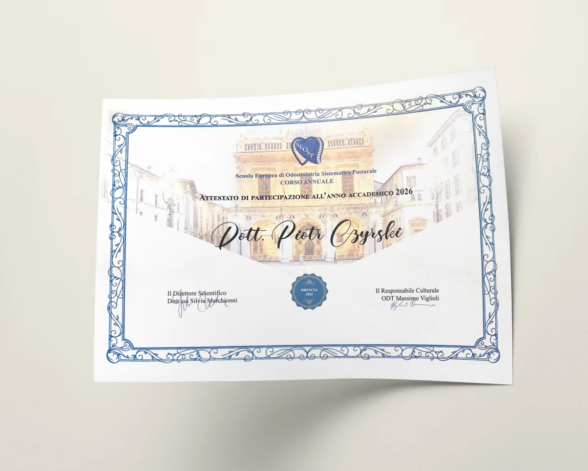 dyplom - Scuola Europea di Odontoiatria Sistematica Posturale, Dott. Piotr Czyrski